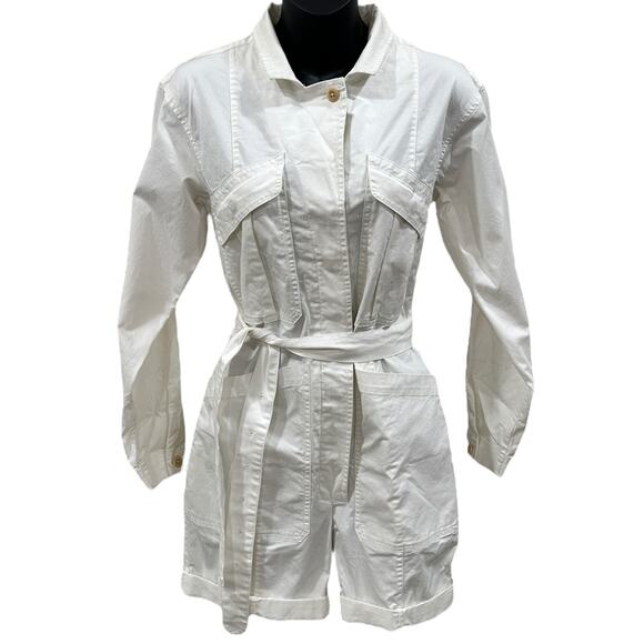 Alex Mill Expedition Romper Shorts In White - Picture 2 of 10